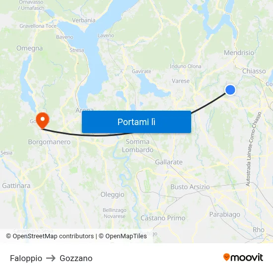 Faloppio to Gozzano map