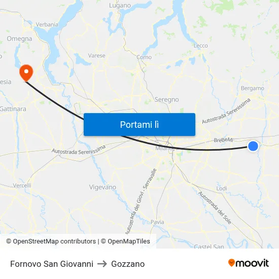 Fornovo San Giovanni to Gozzano map