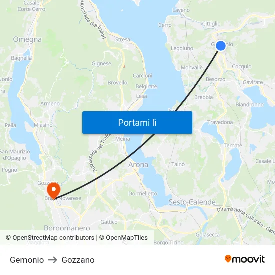 Gemonio to Gozzano map