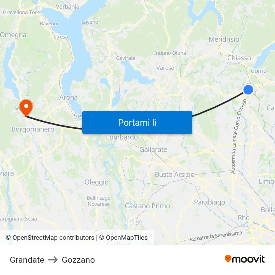 Grandate to Gozzano map