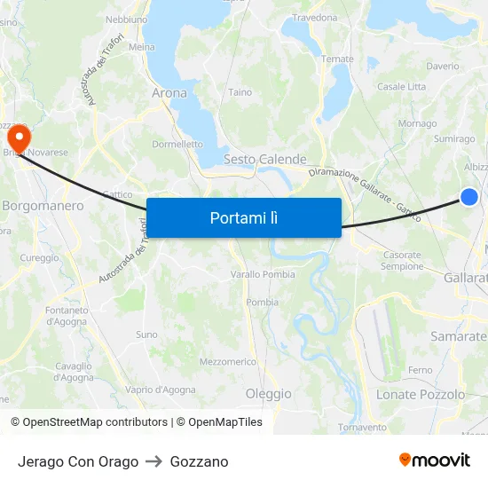 Jerago Con Orago to Gozzano map