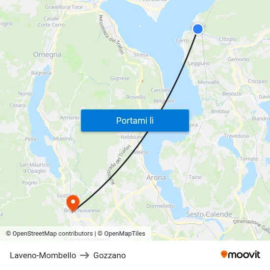 Laveno-Mombello to Gozzano map