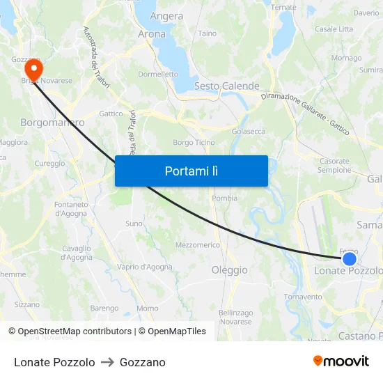 Lonate Pozzolo to Gozzano map
