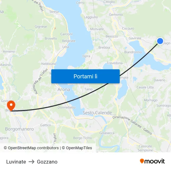 Luvinate to Gozzano map