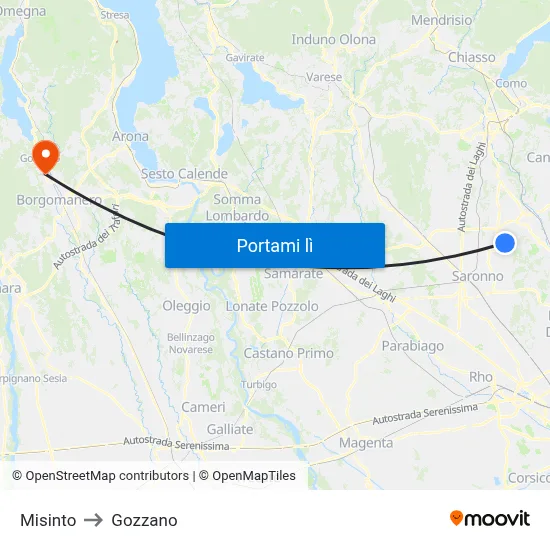Misinto to Gozzano map