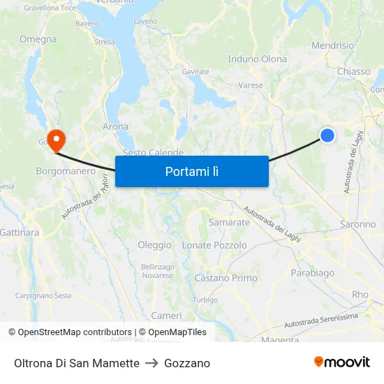 Oltrona Di San Mamette to Gozzano map