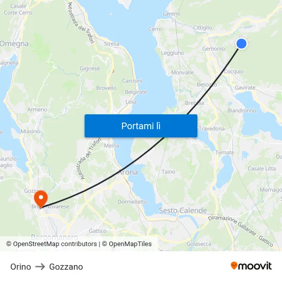 Orino to Gozzano map