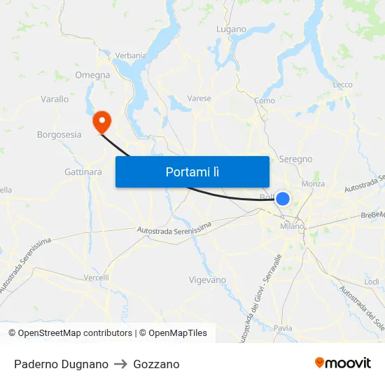 Paderno Dugnano to Gozzano map