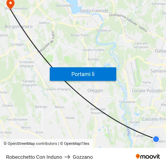 Robecchetto Con Induno to Gozzano map