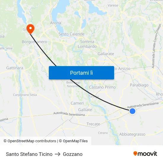 Santo Stefano Ticino to Gozzano map