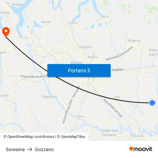 Soresina to Gozzano map