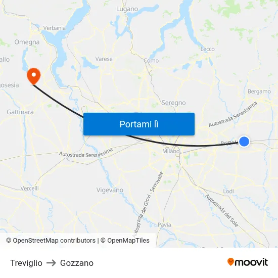 Treviglio to Gozzano map