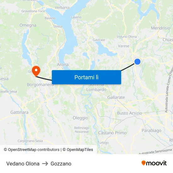 Vedano Olona to Gozzano map