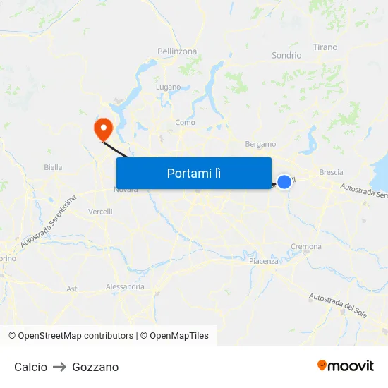 Calcio to Gozzano map