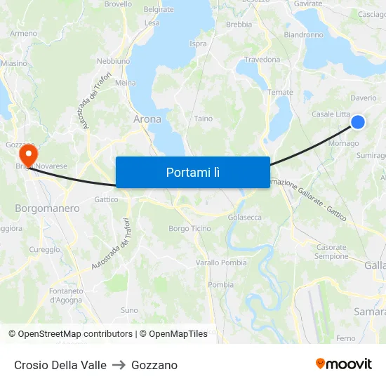 Crosio Della Valle to Gozzano map