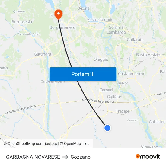 GARBAGNA NOVARESE to Gozzano map