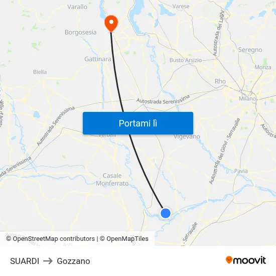 SUARDI to Gozzano map