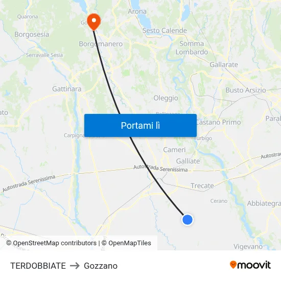 TERDOBBIATE to Gozzano map