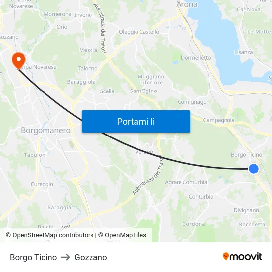 Borgo Ticino to Gozzano map