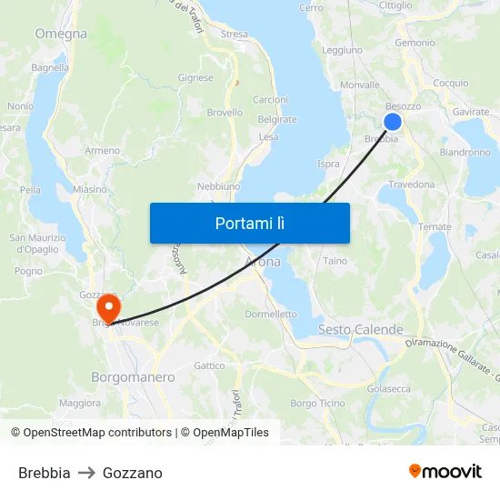 Brebbia to Gozzano map