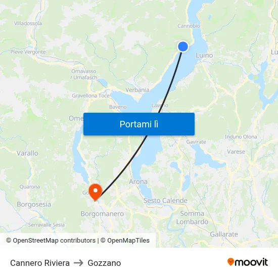 Cannero Riviera to Gozzano map