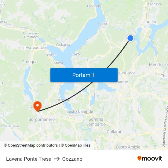 Lavena Ponte Tresa to Gozzano map