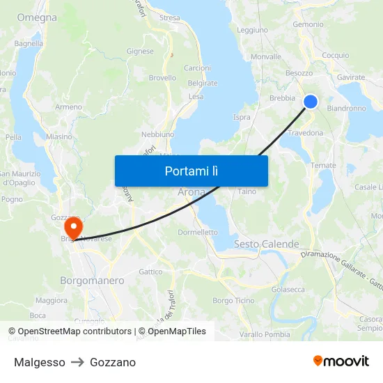 Malgesso to Gozzano map