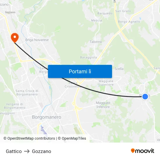 Gattico to Gozzano map