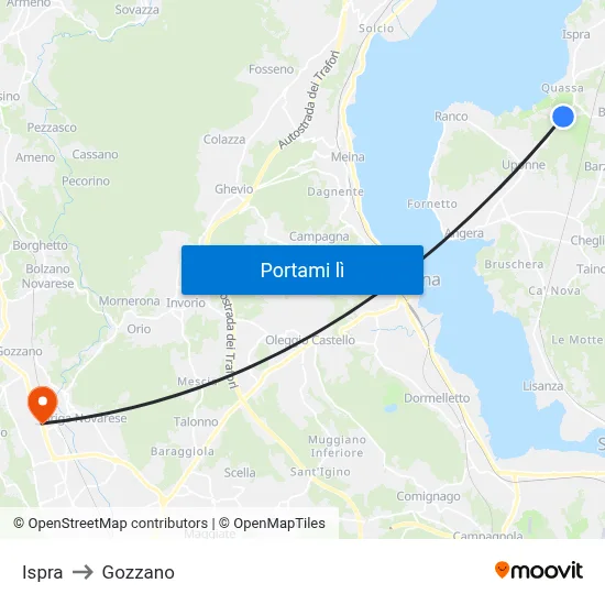 Ispra to Gozzano map