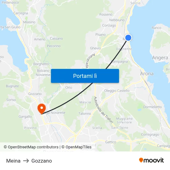 Meina to Gozzano map