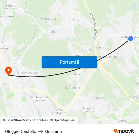 Oleggio Castello to Gozzano map