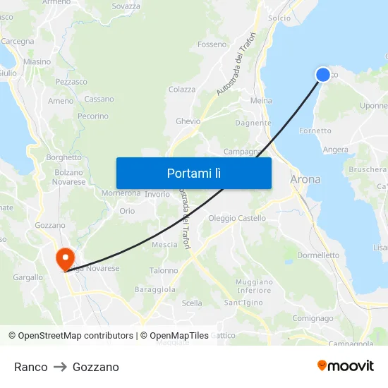 Ranco to Gozzano map