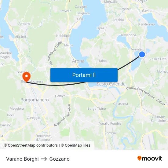 Varano Borghi to Gozzano map