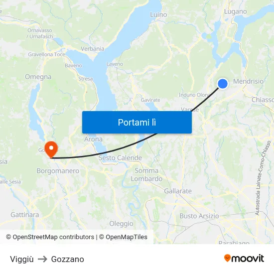 Viggiù to Gozzano map