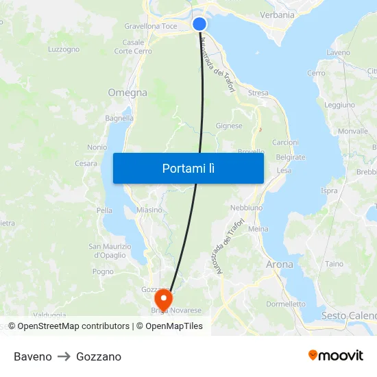 Baveno to Gozzano map