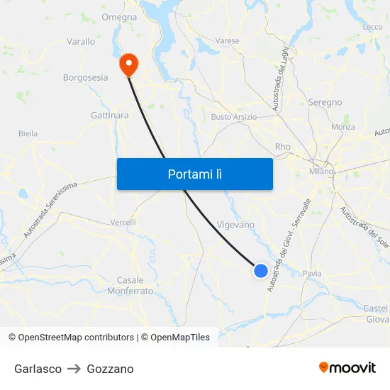 Garlasco to Gozzano map