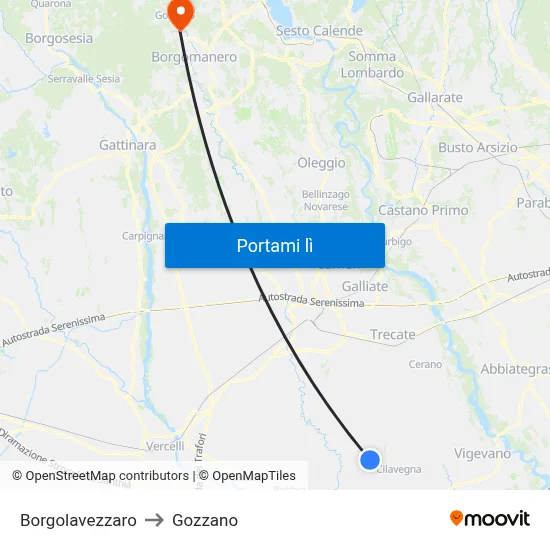 Borgolavezzaro to Gozzano map