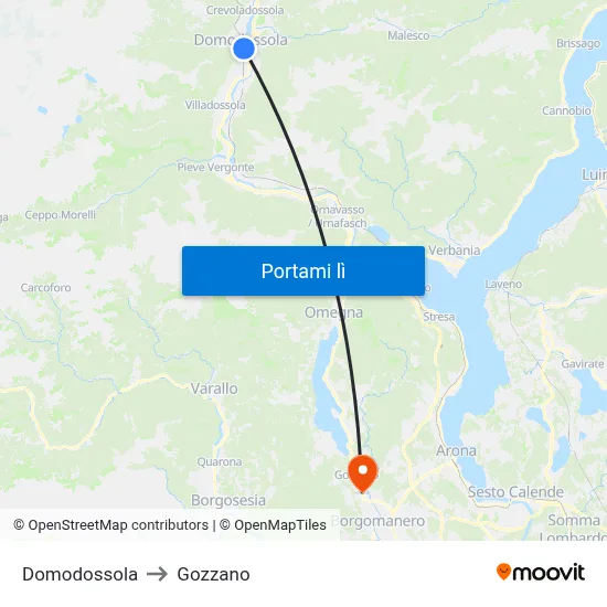 Domodossola to Gozzano map