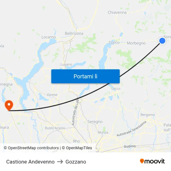 Castione Andevenno to Gozzano map