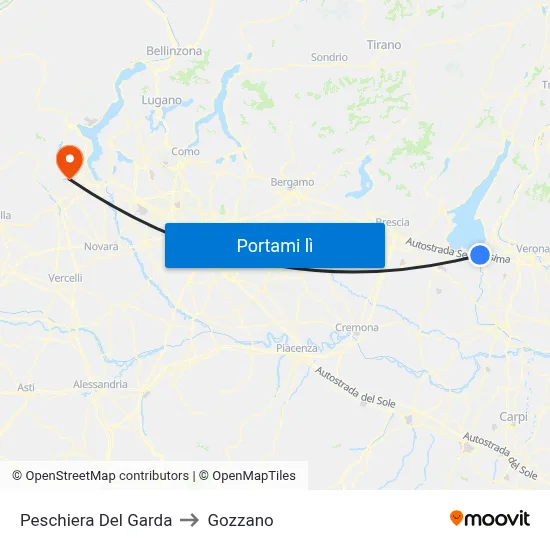 Peschiera Del Garda to Gozzano map