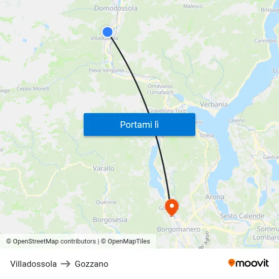 Villadossola to Gozzano map