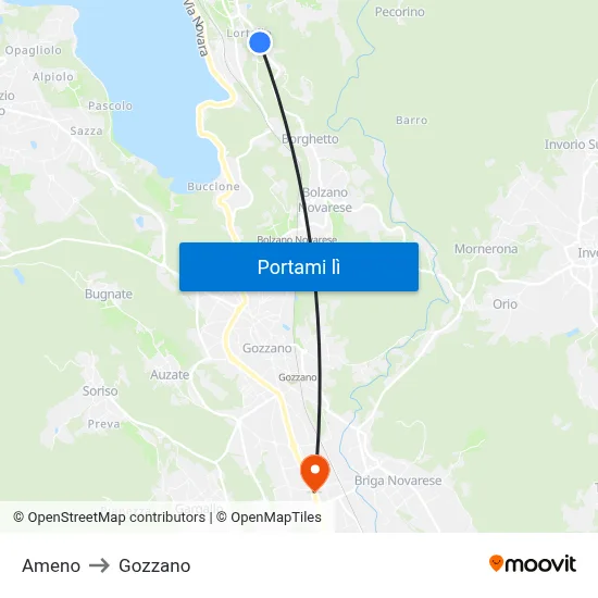 Ameno to Gozzano map