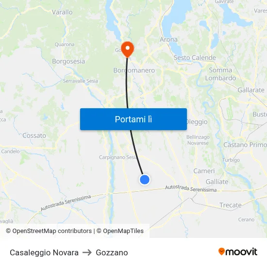 Casaleggio Novara to Gozzano map
