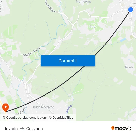 Invorio to Gozzano map