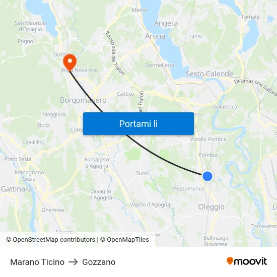 Marano Ticino to Gozzano map