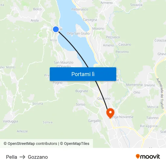 Pella to Gozzano map