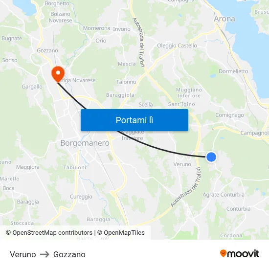 Veruno to Gozzano map