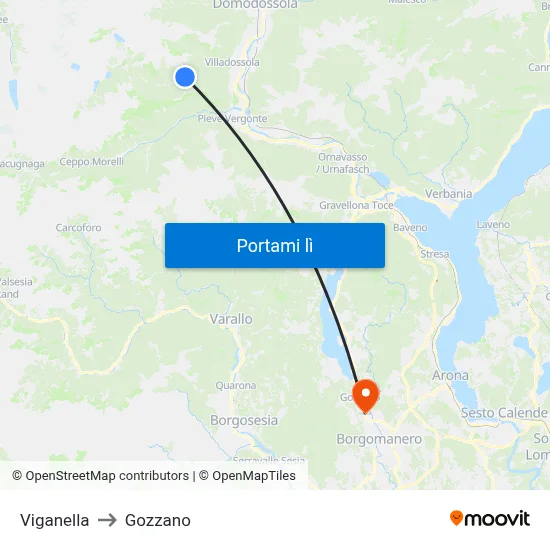 Viganella to Gozzano map