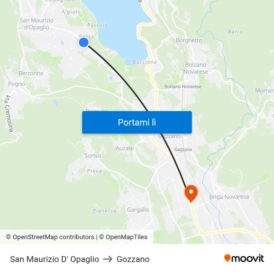 San Maurizio D' Opaglio to Gozzano map