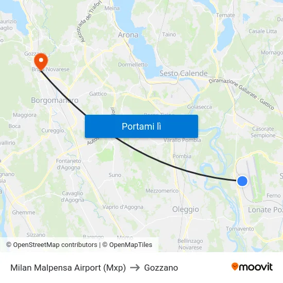 Milan Malpensa Airport (Mxp) to Gozzano map